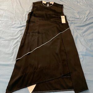 NWT DKNY Black Asymmetrical Shift Dress Size 6 Viscose Rayon Classic $398 Goth
